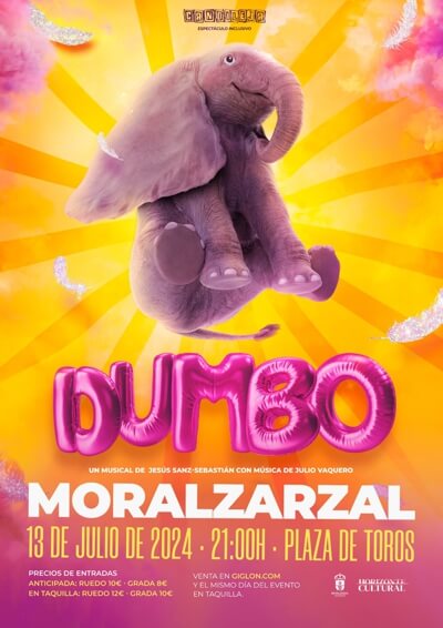 F-Estival en la Plaza nos trae a Moralzarzal, Dumbo El Musical, el 13 de julio 2024