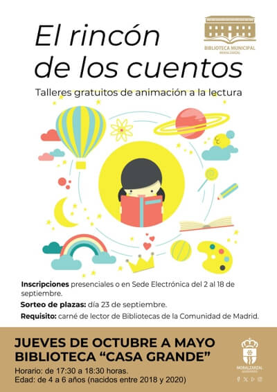 Ya te puedes inscribir en las actividades de otoño de la Biblioteca Casa Grande de Moralzarzal. El rincón de los cuentos