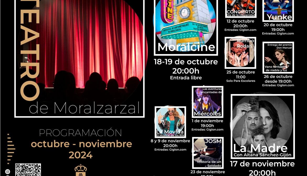 Avance de los eventos programados por Cultura en el Teatro Municipal de Moralzarzal en octubre y noviembre 2024 (1)